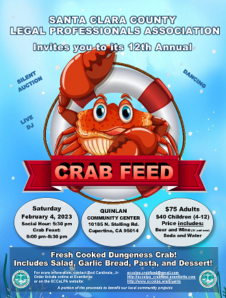 2023 Crab Feed Flyer | Santa Clara County Legal Professionals Association